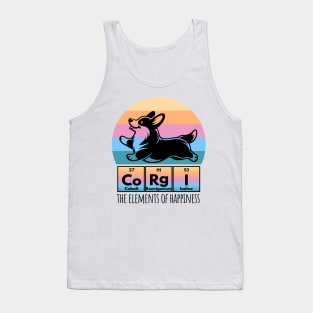 Fun Corgi Happiness Periodic Table of Elements Sunset design Tank Top